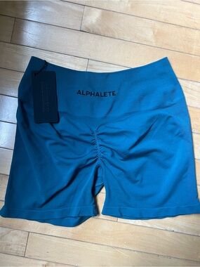 Alphalete Teal High-Waist Scrunch Bike Shorts
